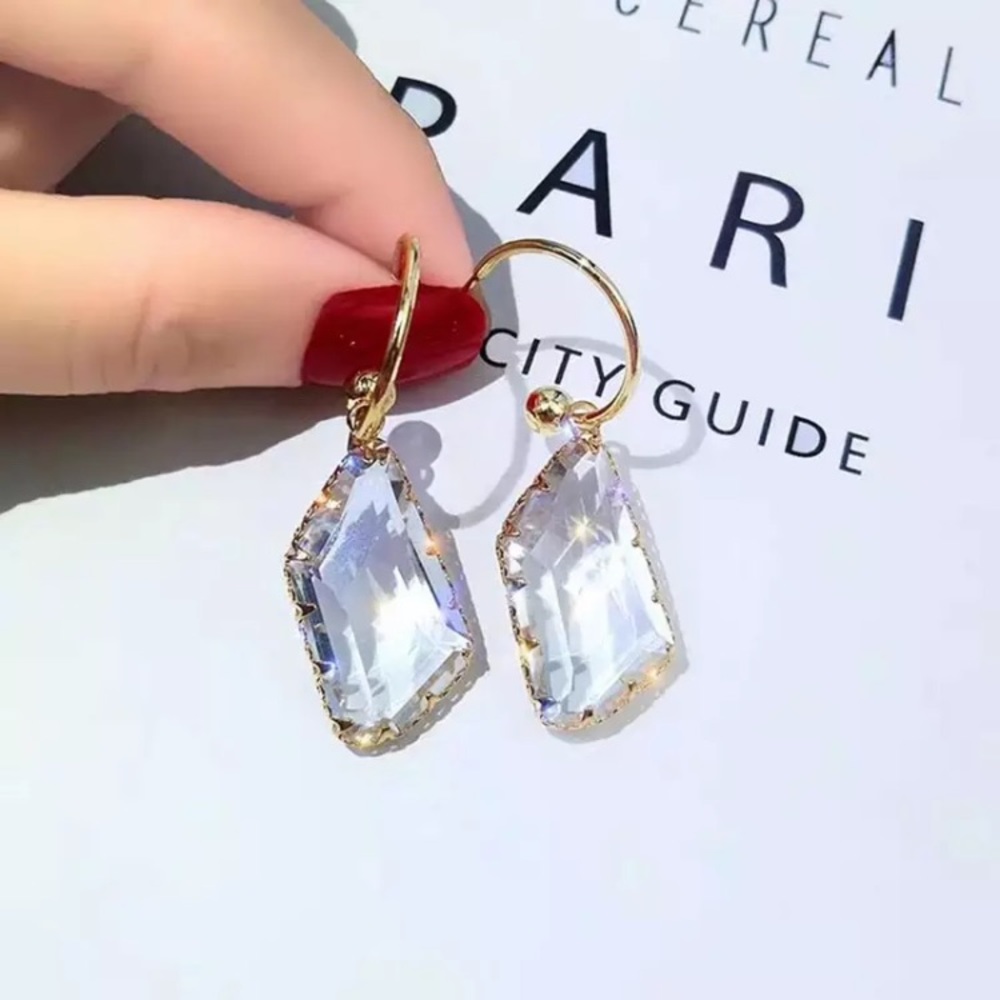 New! Clear Drop Earrings - Picture 4 of 13